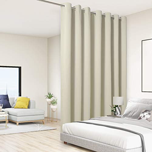 BONZER Room Divider Blackout Curtain Extra Wide Room Darkening Total Privacy Wall Noise Reducing for Living Room, 96L x 150W Inch (8L x 12.5W ft), 1 Panel, Cream - Image 1