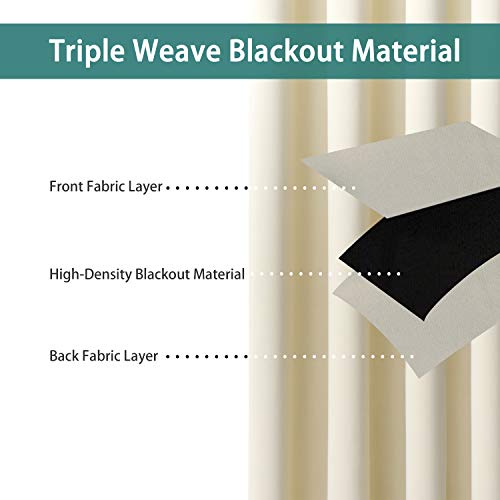 BONZER Room Divider Blackout Curtain Extra Wide Room Darkening Total Privacy Wall Noise Reducing for Living Room, 96L x 150W Inch (8L x 12.5W ft), 1 Panel, Cream - Image 2