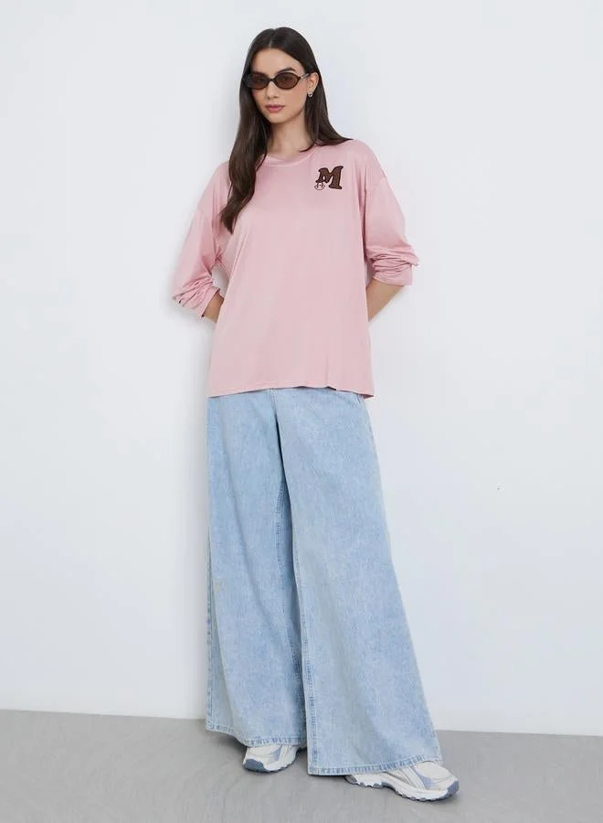 Take Two Take Two Pink Embroidered Long Sleeve T-Shirt