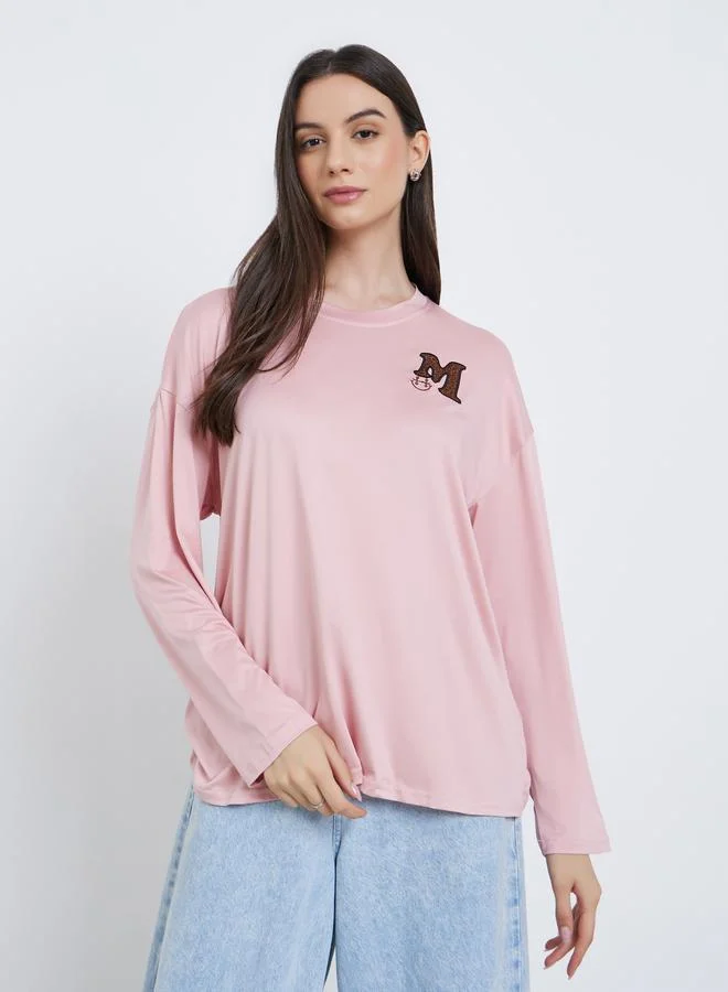 Take Two Take Two Pink Embroidered Long Sleeve T-Shirt