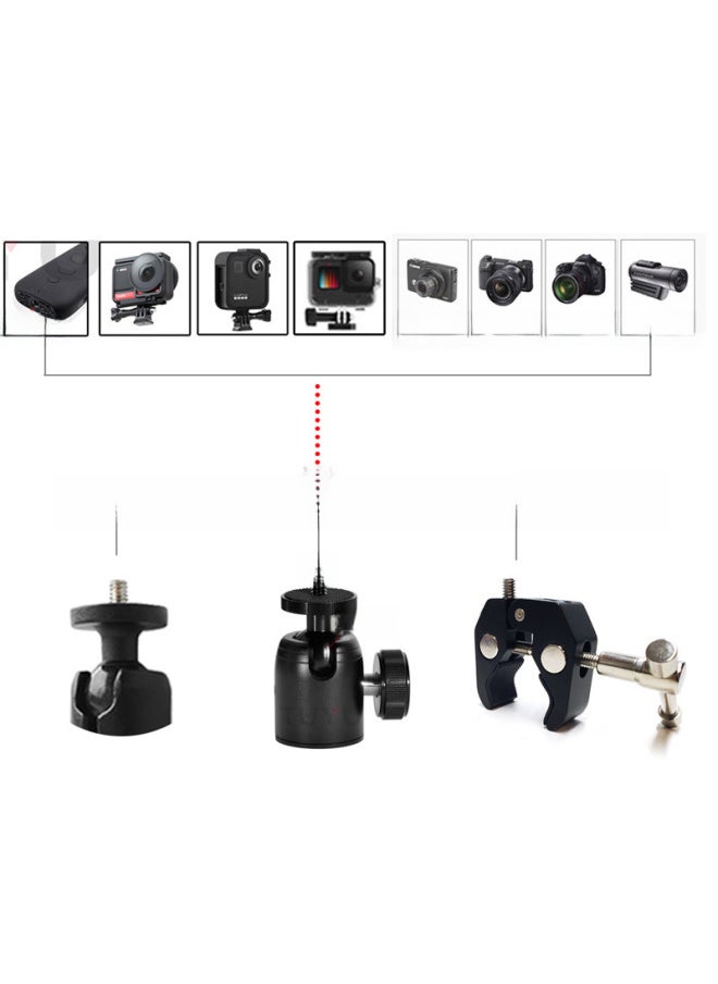 Generic Motorcycle Bracket For Insta360one R X2 Panoramic Camera Invisible Selfie Stick Third Person Riding-Color:SM01-D + Aluminum Alloy Pan/tilt Adapter - Image 5