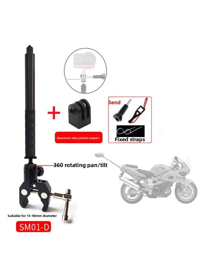 Generic Motorcycle Bracket For Insta360one R X2 Panoramic Camera Invisible Selfie Stick Third Person Riding-Color:SM01-D + Aluminum Alloy Pan/tilt Adapter - Image 1