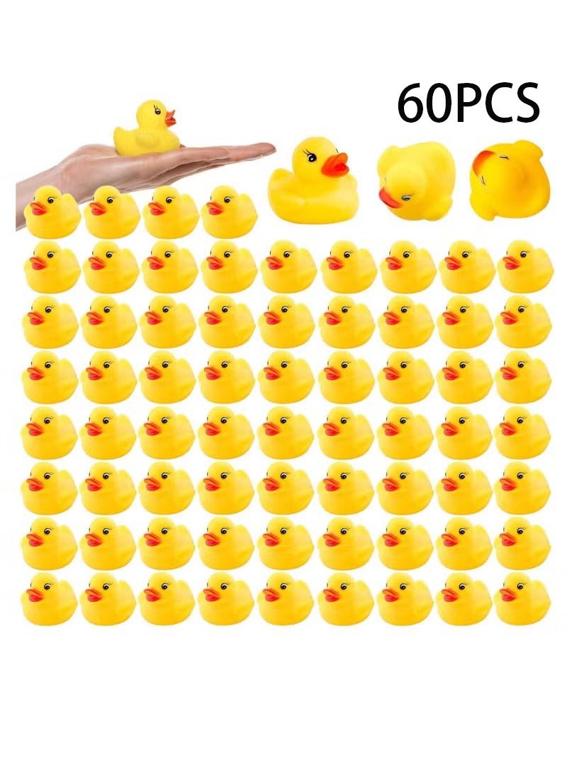 Unewshi 60 Pieces Bath Toy MINI Rubber Ducks Little Rubber Ducks for Baby Shower Squeak Fun Bath Toy Float Decorations  - Image 1