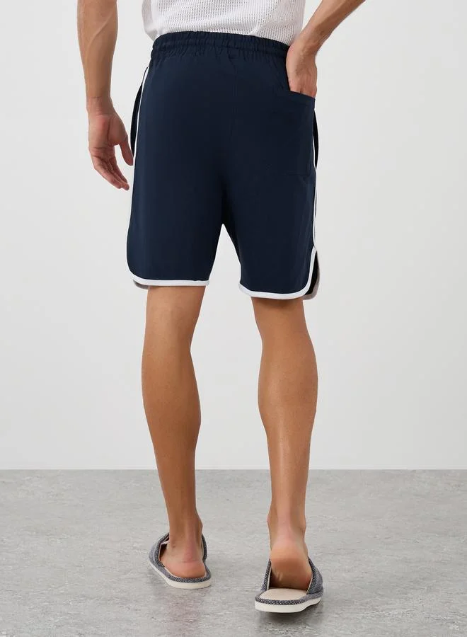 Styli Styli Knitted Shorts with Print and Piping Detail