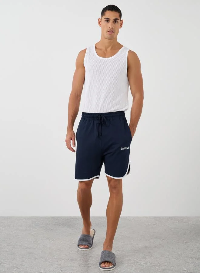 Styli Styli Knitted Shorts with Print and Piping Detail