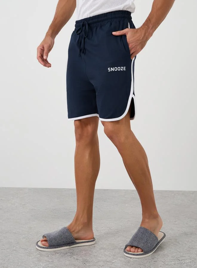 Styli Styli Knitted Shorts with Print and Piping Detail