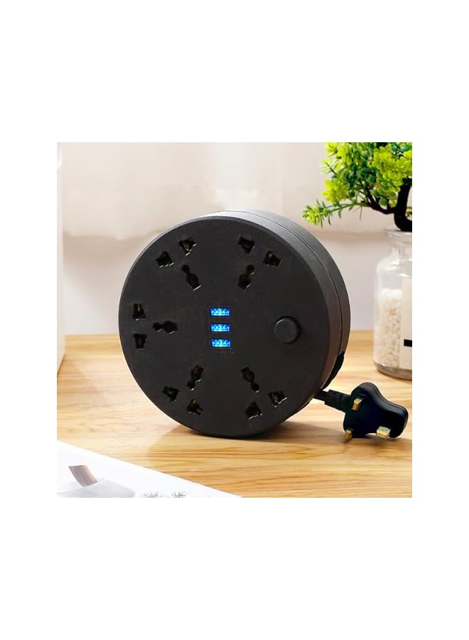promass Retractable Extension Cord Power Strip - 5-Outlet Power Strip with 3 USB Ports 6.5ft Charging Station Overload Protection for Home Office Dorm Room Essentials(Black) - Image 5
