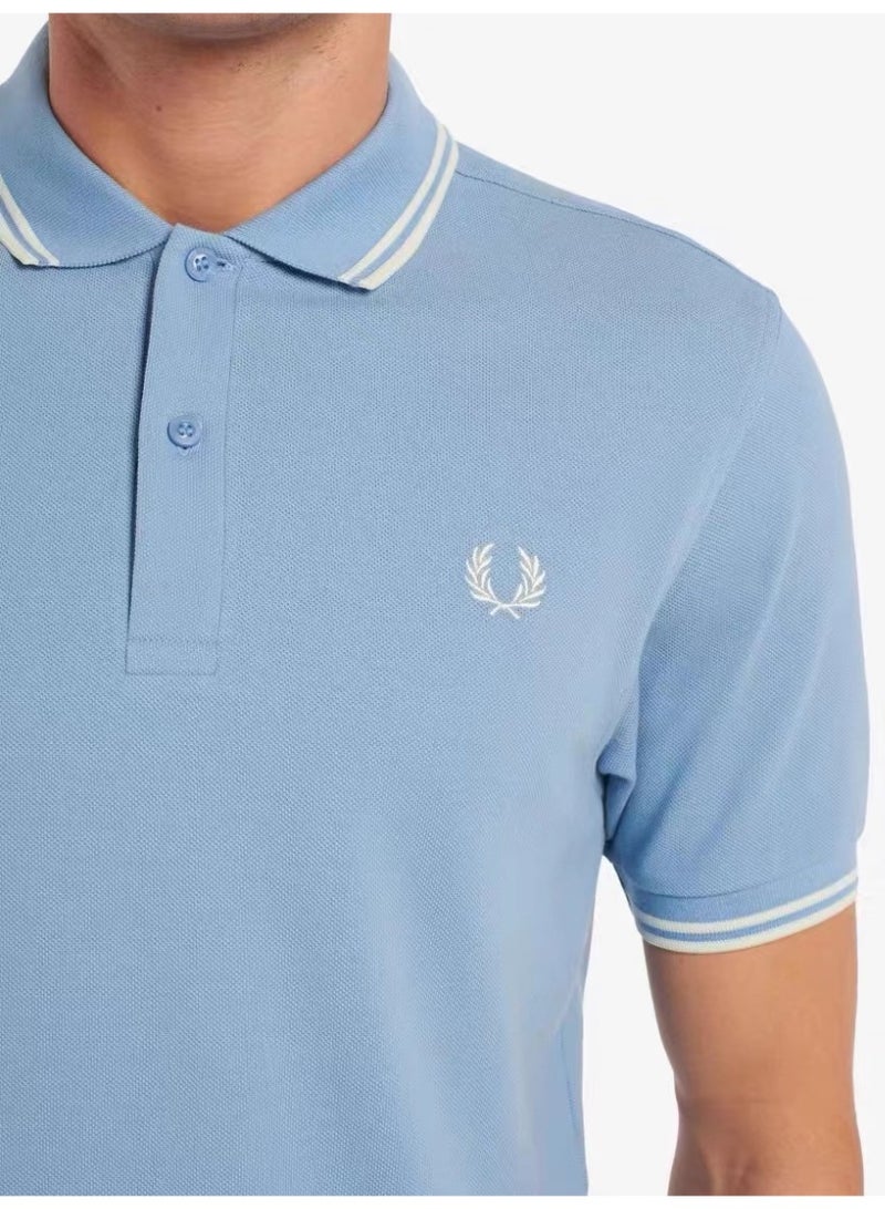 فريد بيري قميص بولو رفيع يناسب الرجال - قميص بأكمام قصيرة وكول من أجل العمل والتCasual - Image 2