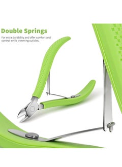 KASTWAVE 2 Set Cuticle Trimmer, Non-slip Silicone Handle Cuticle Clipper, Professional Nail Cuticle Trimmer Tools, Full Jaw Cuticle Cutter for Nails (Green)  - Image 4