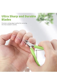 KASTWAVE 2 Set Cuticle Trimmer, Non-slip Silicone Handle Cuticle Clipper, Professional Nail Cuticle Trimmer Tools, Full Jaw Cuticle Cutter for Nails (Green)  - Image 2