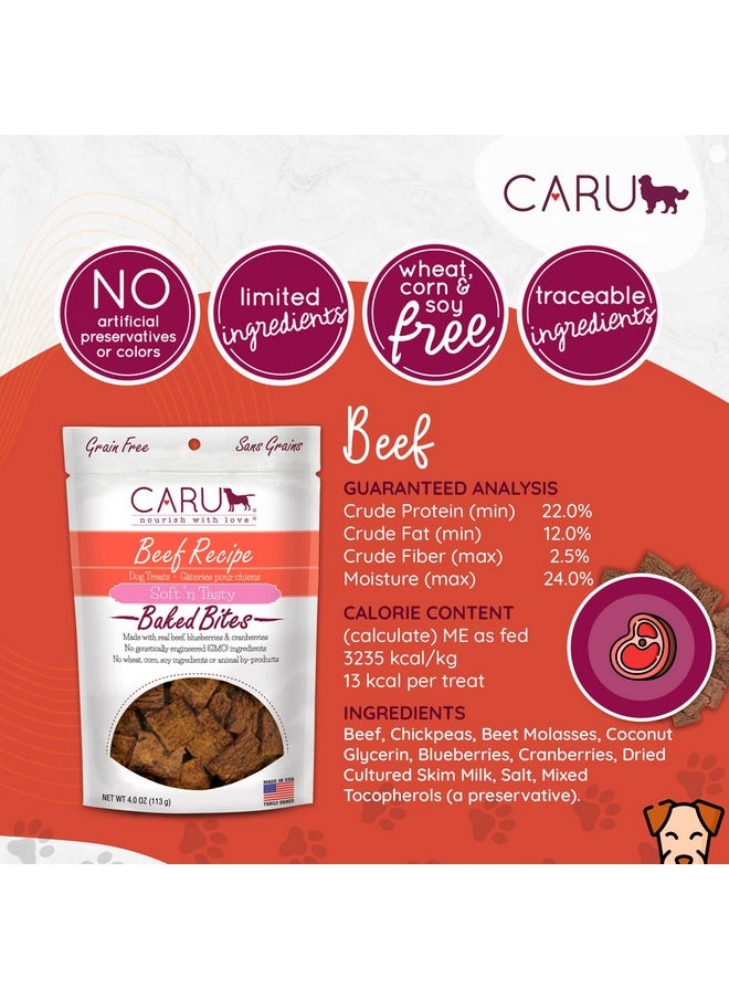 CARU - Soft N’ Tasty Baked Bites  Beef Bites Dog Treats  Flavorful Training Treats  4 Oz Bags  Pack Of 3 - Image 1