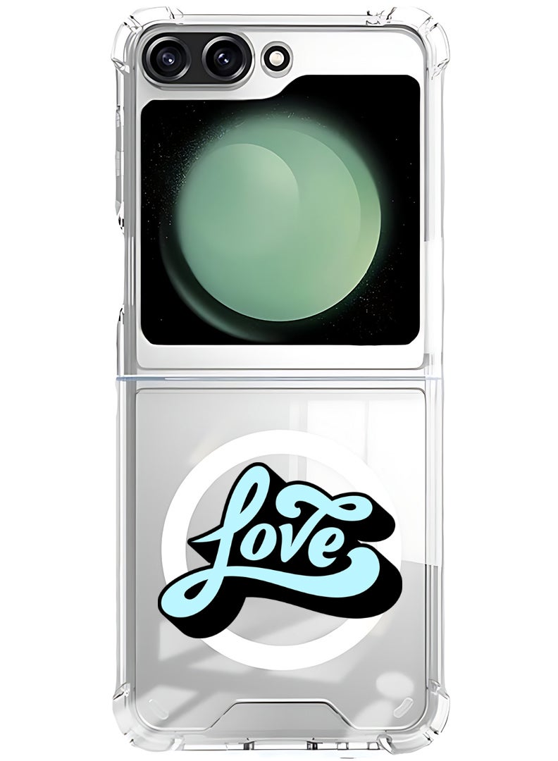 Theodor Magnetic Case for Samsung Galaxy Z Flip 5 Compatible with MagSafe Wireless Charging, Shockproof Phone Bumper Cover Be Happy-01 - Image 1