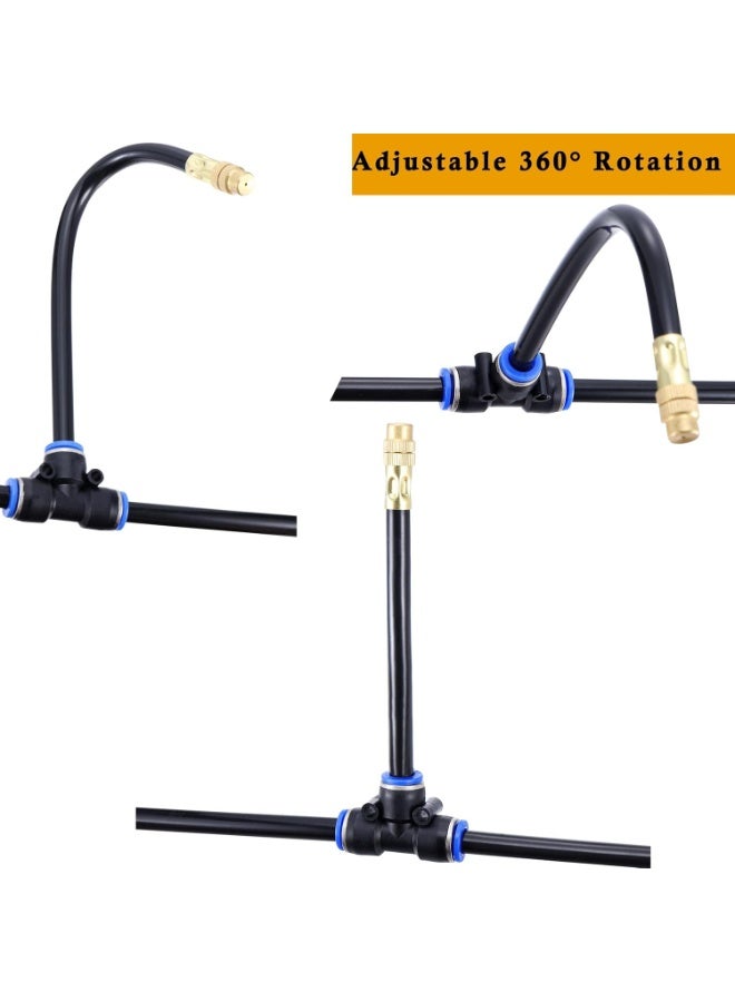 Soofam brass spray nozzle tip, 10 PCS High Pressure Misting Nozzles with 8 inch Hose, 360° Adjustable Rotation for Outdoor Cooling System, Durable Lawn Humidification Sprayer Tips - Image 4