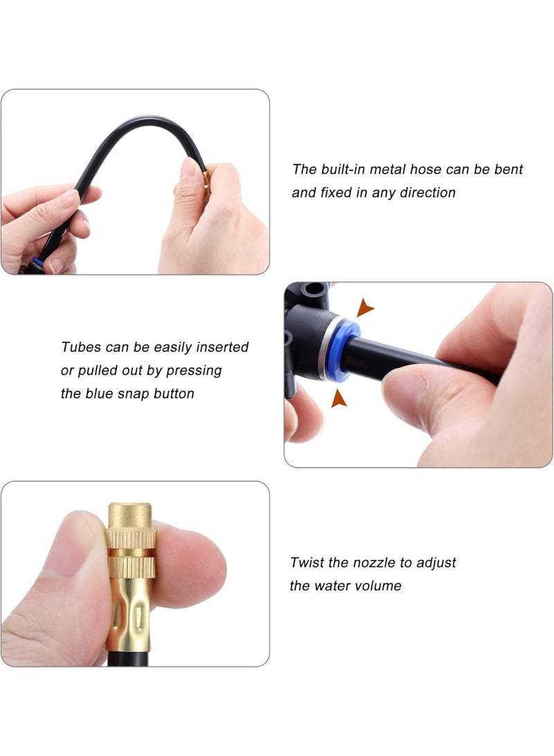 Soofam brass spray nozzle tip, 10 PCS High Pressure Misting Nozzles with 8 inch Hose, 360° Adjustable Rotation for Outdoor Cooling System, Durable Lawn Humidification Sprayer Tips - Image 3