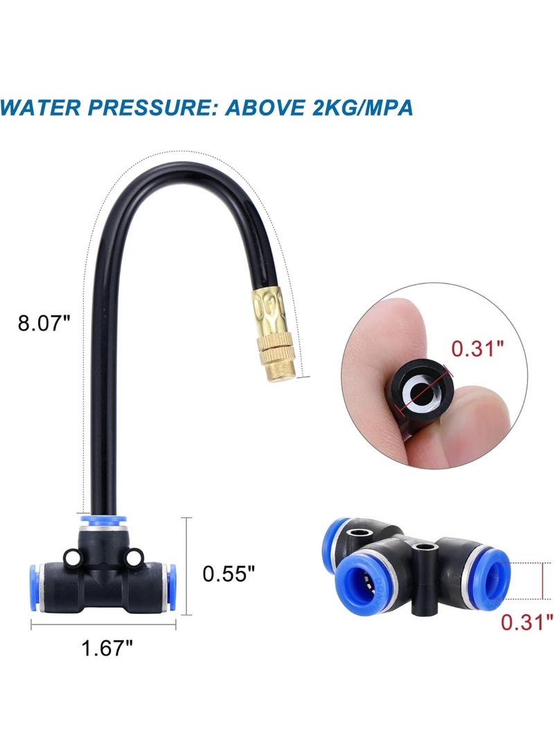 Soofam brass spray nozzle tip, 10 PCS High Pressure Misting Nozzles with 8 inch Hose, 360° Adjustable Rotation for Outdoor Cooling System, Durable Lawn Humidification Sprayer Tips - Image 2