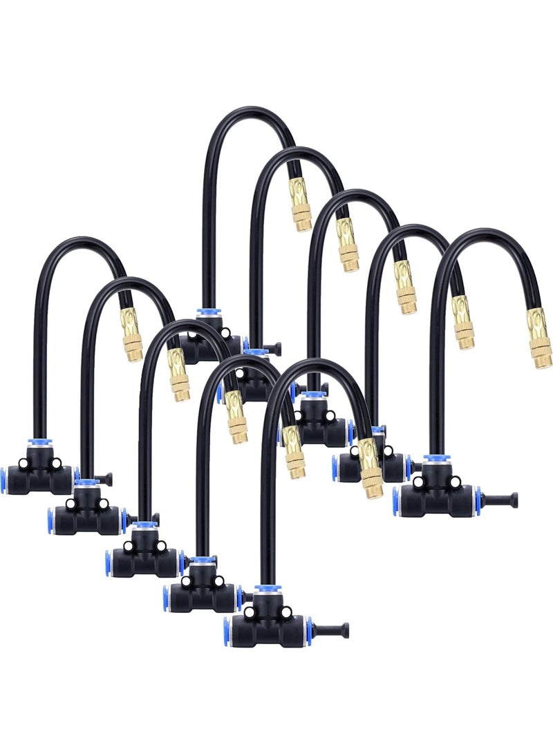 Soofam brass spray nozzle tip, 10 PCS High Pressure Misting Nozzles with 8 inch Hose, 360° Adjustable Rotation for Outdoor Cooling System, Durable Lawn Humidification Sprayer Tips - Image 1