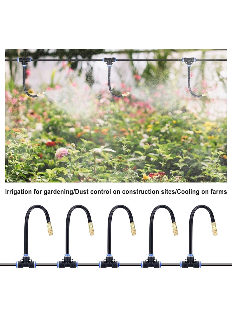 Soofam brass spray nozzle tip, 10 PCS High Pressure Misting Nozzles with 8 inch Hose, 360° Adjustable Rotation for Outdoor Cooling System, Durable Lawn Humidification Sprayer Tips - Image 5