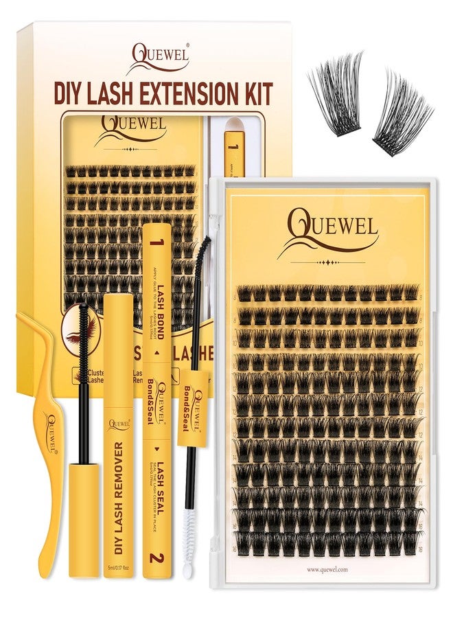 QUEWEL Lash Clusters Kit, Lashes Clusters Bond and Seal Waterproof, Eyelash Clusters Applicator Tool with Cluster Lashes Glue Remover for Natural Look DIY At Home(ZS-H01-kit) - Image 1