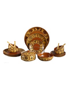Caffeine Caffeine Ceramic Handmade Mustard Romani Mini Dinner Set (Set of 19)  - Image 1