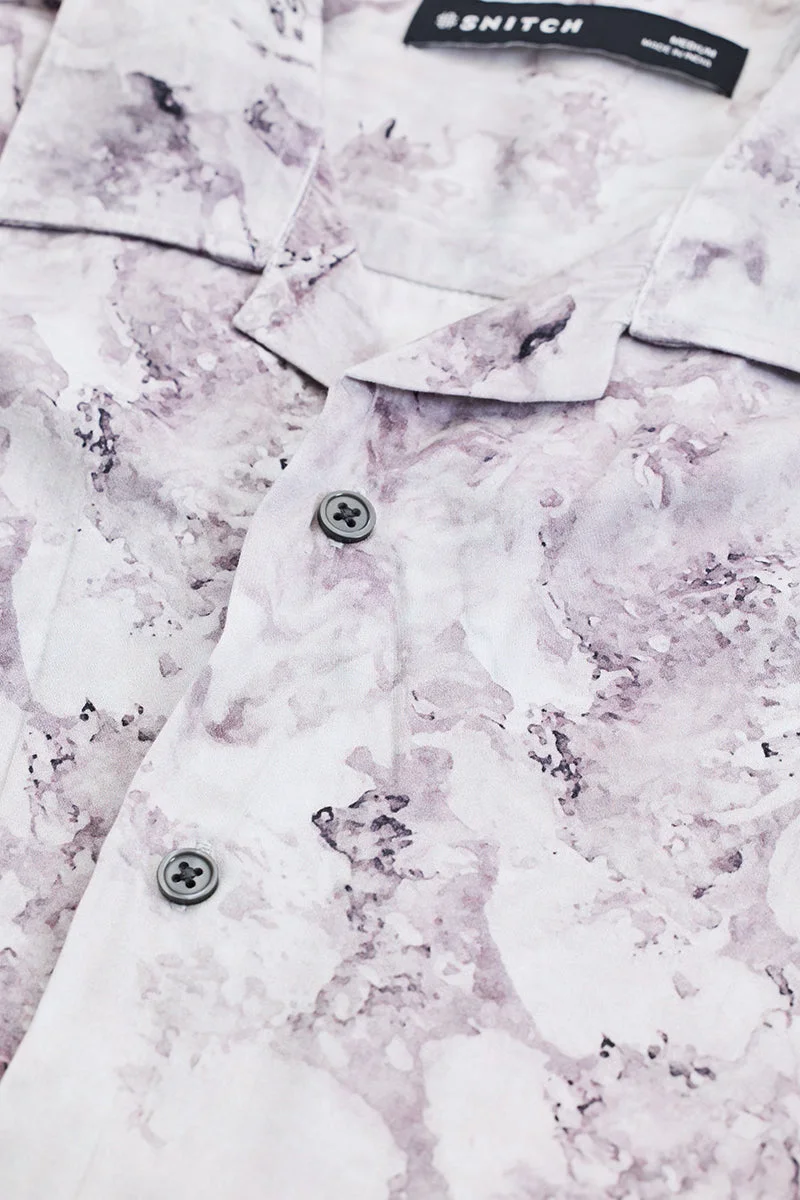 SNITCH Light Grey Abstract Half Sleeve Boxy Casual Shirt