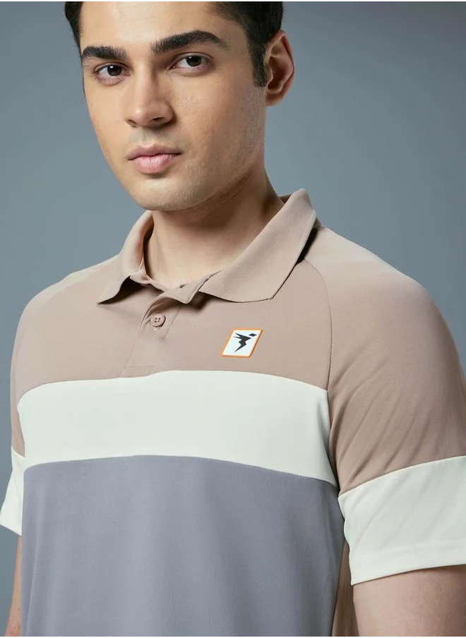 تكنوسبورت Technosport Color Block Short Sleeve Slim Fit Polo T-Shirt