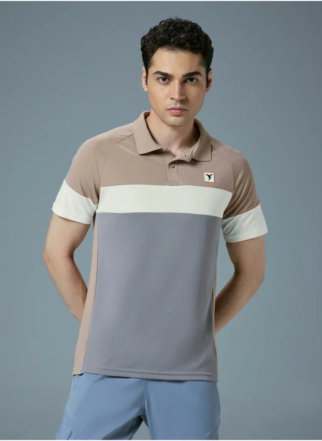 تكنوسبورت Technosport Color Block Short Sleeve Slim Fit Polo T-Shirt