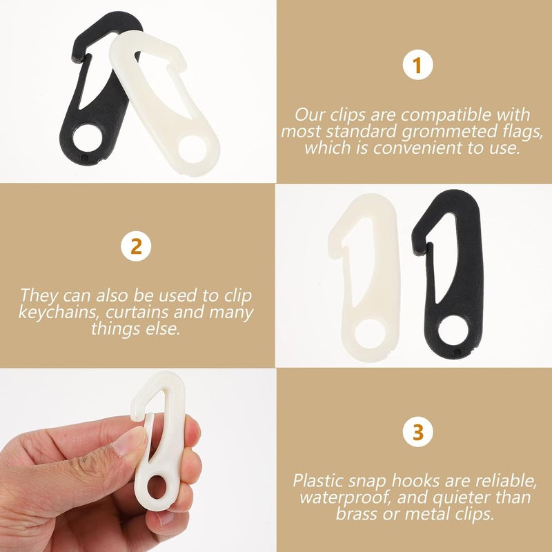 DECHOUS 50pcs Flagpole Snap Clips and Plastic Flagpole Fasteners for Outdoor Camping Sturdy Black and -Hooks Accessories - Image 3