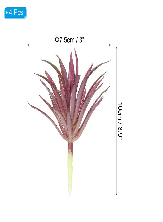 PATIKIL Artificial Succulent Plants, 4 Pack Small Fake Plants Faux Succulents Plant Unpotted for Home Garden Decoration, Burgundy - Image 2