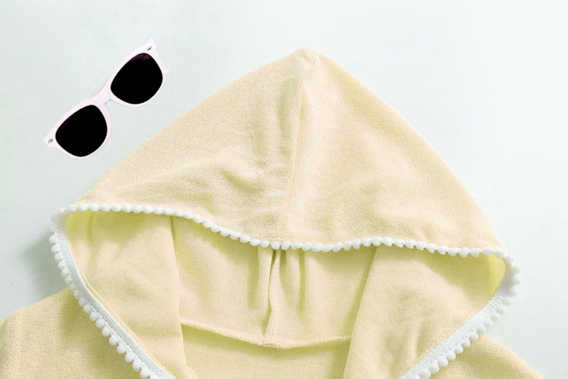 LUCKYGAL Toddler Girls Swim Cover Up Kids Swimsuit Coverup Lemon Yellow Terry Beach Pool Clothes,2t 3t - Image 2