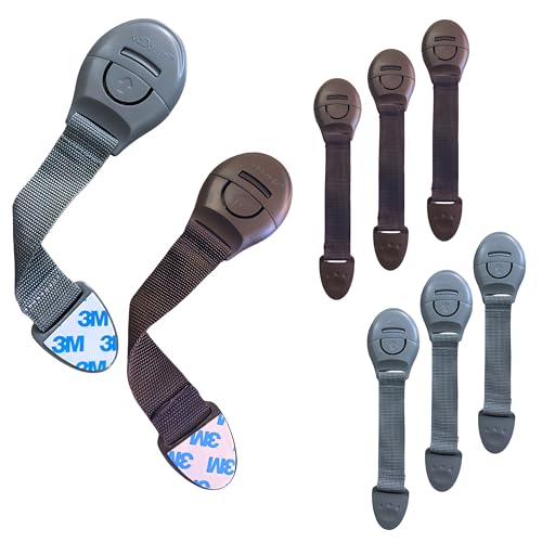 KidDough Furniture Safety Locks for Kids - Pack of 4 Brown + 4 Grey Locks, Child Safety Locks for Drawers, Cabinets, Fridge, Cupboard Lock, Strong and Adhesive Safety Locks - Image 1