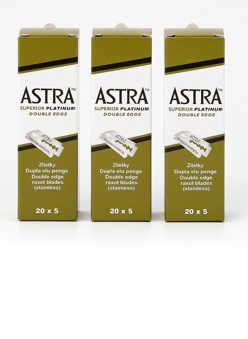 أسترا شفرات حلاقة أسترا مزدوجة الحافة من الفولاذ المقاوم للصدأ - عبوة 300 شفرة بجودة بلاتينية لحلاقة مثالية - Image 1
