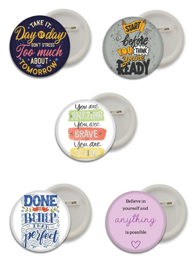 D2C® Plastic Motivational Quotes Round Pin Button Badge - Perfect for Boys, Girls, Men & Women Trendy Batches for Bags, Backpacks Ideal Birthday Gift, Party Favor Size 58mm Multicolor Pack of 5 D10 - Image 1