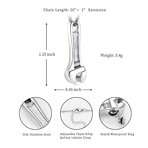 shajwo Cremation Wrench Urn Necklace Ashes Jewelry for Women Men Keepsake Pendant Memorial Locket Ash Holder - Image 2