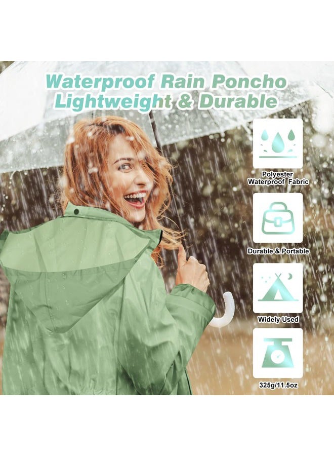 LAMA Womens Long Raincoats Rain Jacket Waterproof Packable Outdoor Hooded Windbreaker Lightweight Adjustable Waist for Outdoors, Green, Large-X-Large - Image 3