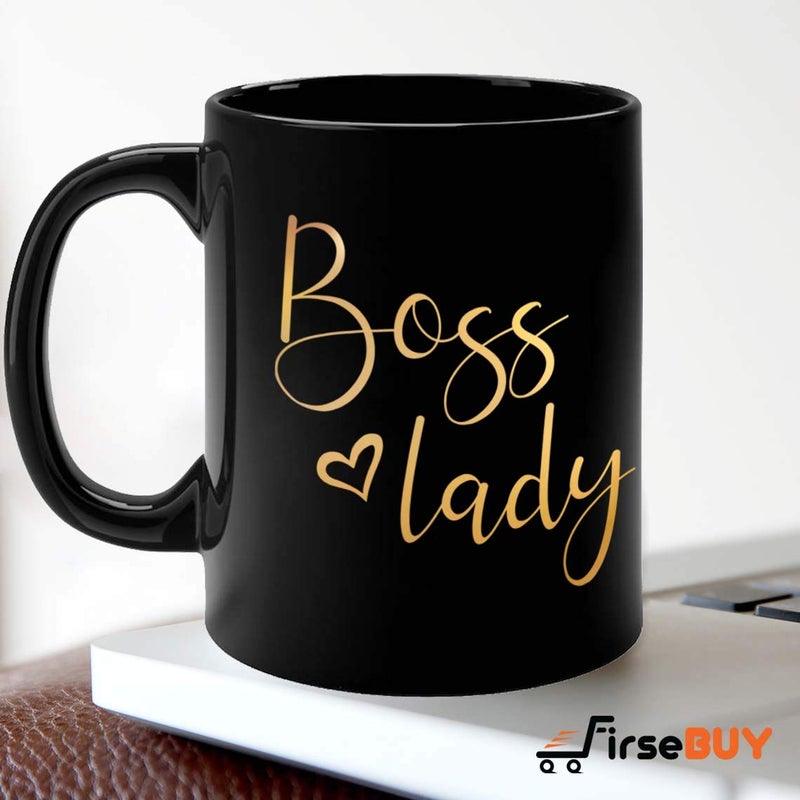 FirseBUY Boss Lady Printed 11 Ounce Ceramic Coffee Mug Black - Image 3