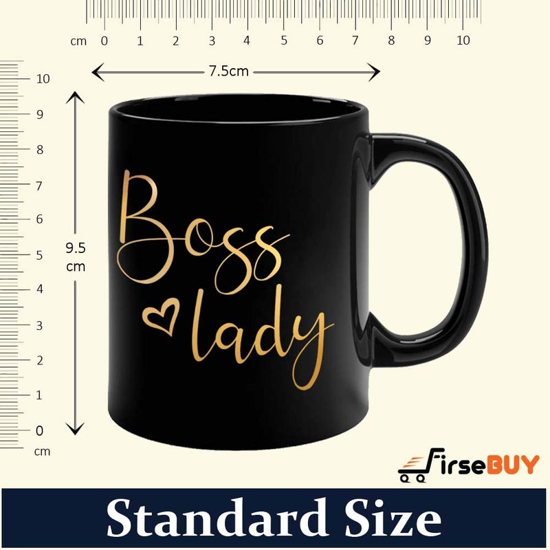 FirseBUY Boss Lady Printed 11 Ounce Ceramic Coffee Mug Black - Image 4