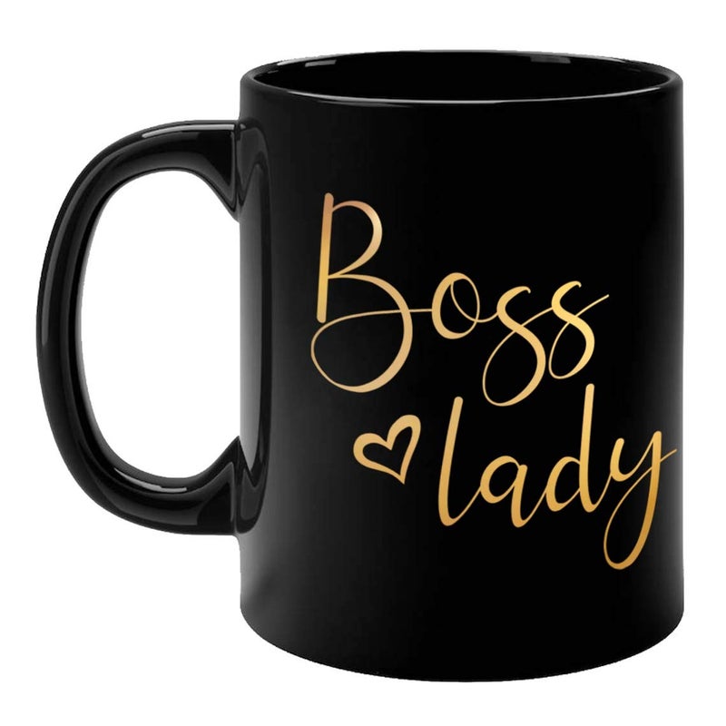 FirseBUY Boss Lady Printed 11 Ounce Ceramic Coffee Mug Black - Image 1