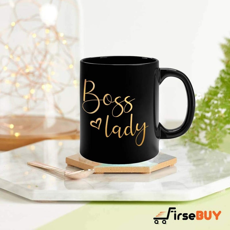 FirseBUY Boss Lady Printed 11 Ounce Ceramic Coffee Mug Black - Image 2