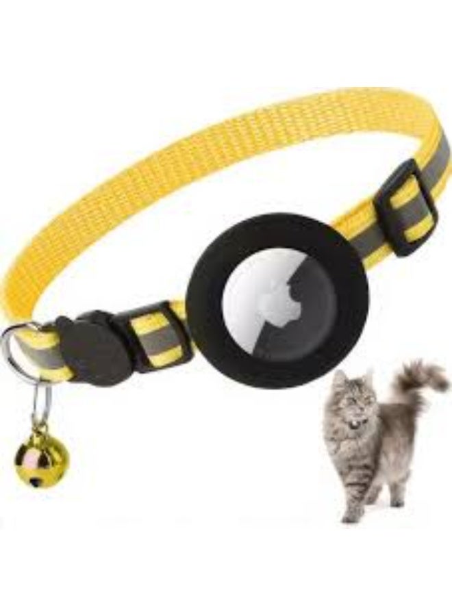 Acepets AirTag Holder Cat Collar with GPS Tracking – Protective Case, Breakaway Design, Lightweight Pet Yellow