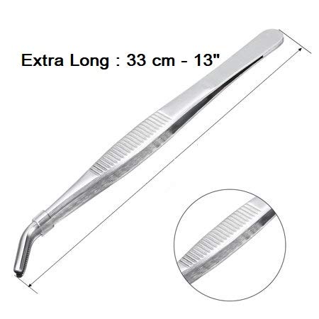 NJ Long Feeding Tongs Aquarium Tweezers, Stainless Steel Curved Tip Aquascaping Tweezer for Fish Tank Aquatic Plants, Extra Long Tweezer :13" Long - Image 4