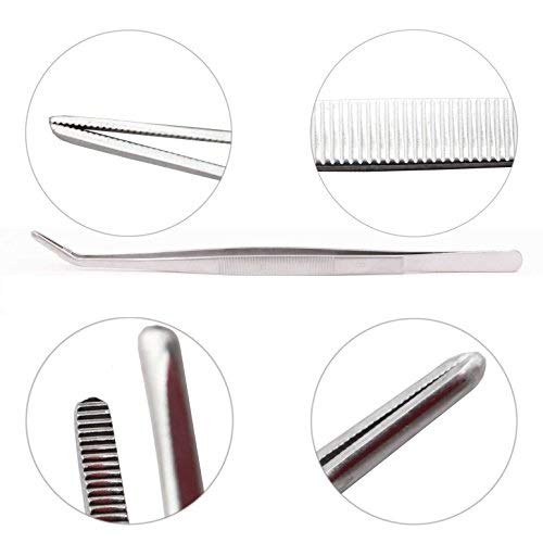 NJ Long Feeding Tongs Aquarium Tweezers, Stainless Steel Curved Tip Aquascaping Tweezer for Fish Tank Aquatic Plants, Extra Long Tweezer :13" Long - Image 3