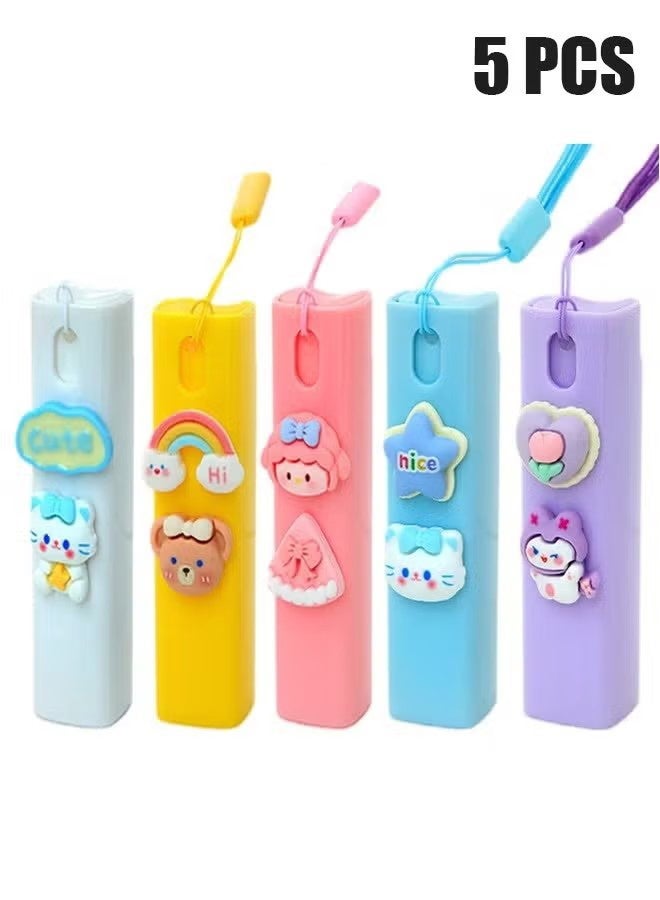 واي جيه 5 قطع كرتون قابلة للتعبئة زجاجات رذاذ فارغة 10 مل، زجاجات عطور صغيرة الحجم يمكن حملها بدون تسرب مع حبل رفع، يمكن رشها في أي وقت أثناء رحلة العمل أو السفر - Image 1