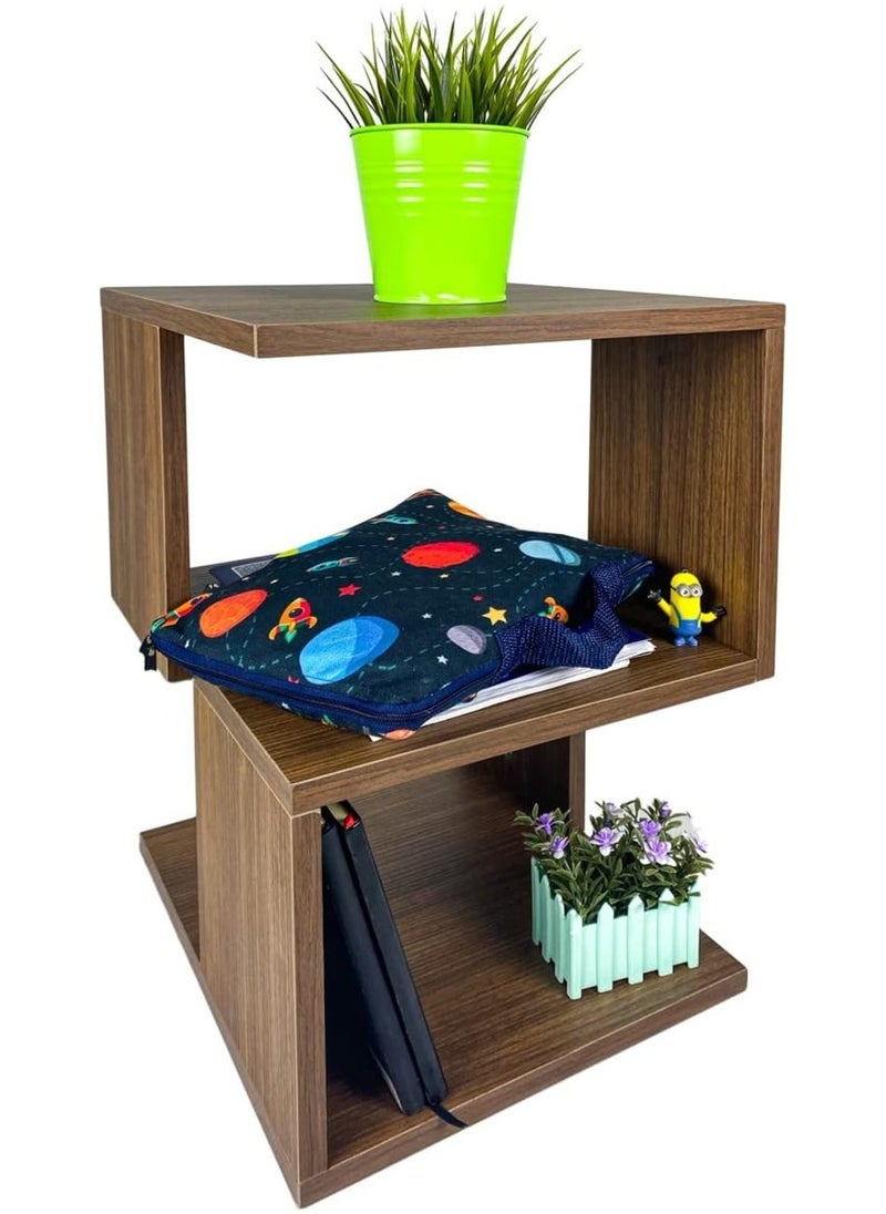 Gad Woods - Wooden Bedside Table Brown MDF Wood - Modern Side Table - White Side Table- Gad woods - Image 1