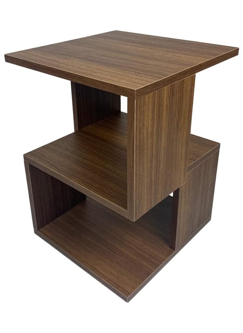 Gad Woods - Wooden Bedside Table Brown MDF Wood - Modern Side Table - White Side Table- Gad woods - Image 1