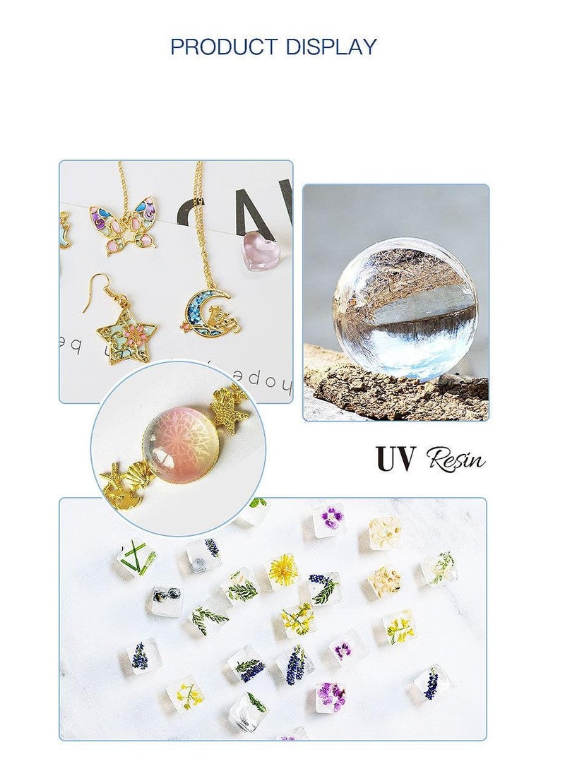 Aikanbo Crystal Clear Hard Cure UV Curing Epoxy Resin For DIY Jewelry Making, Home Decor, Clear Solar Curing Sun Active Resin For Resin Molding（100g） - Image 3