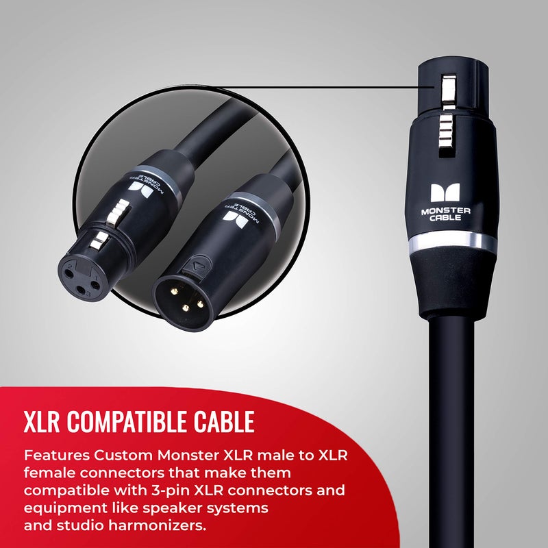 Monster Cable Prolink Studio Pro 2000 Microphone Cable, 30ft/9m Mic Cable. Gold Contact XLR Cables. Multi-Gauge Wire Networks XLR Microphone Cable - Image 5