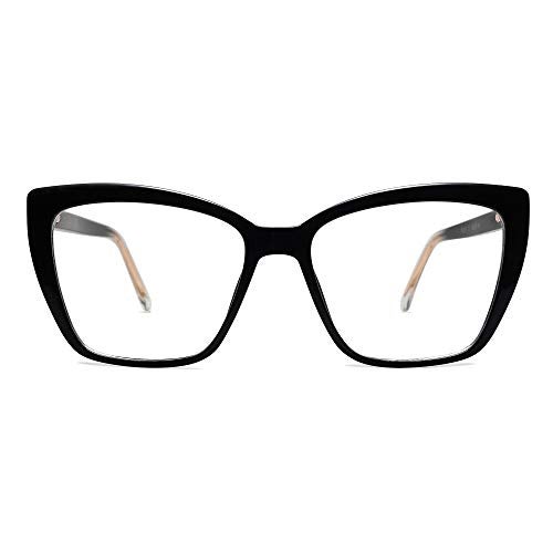 AMOMOMA Trendy TR90 Oversized Blue Light Reading Glasses Women,Stylish Square Cat Eye Glasses AM6031C1 with Black Frame 1.5 x - Image 4