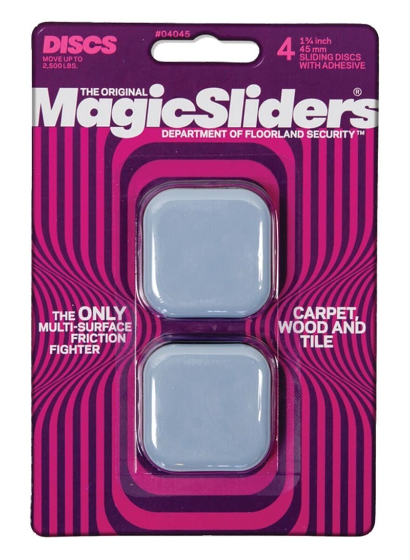 Magic Sliders 4-Piece Adhesive Sliding Discs Grey 45mm - Image 1