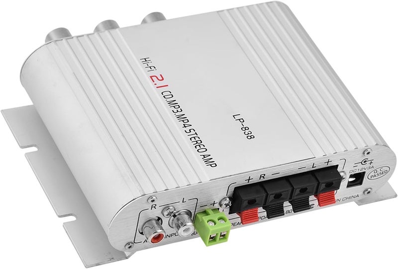 Silver 15W X 2 RMS Power Amplifier Enhanced Clarity Depth For Car And Home - Image 1