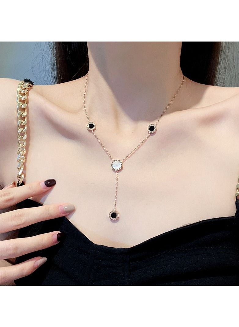 Satinior - Vintage Roman Element Geometric Titanium Steel Necklace - Image 1